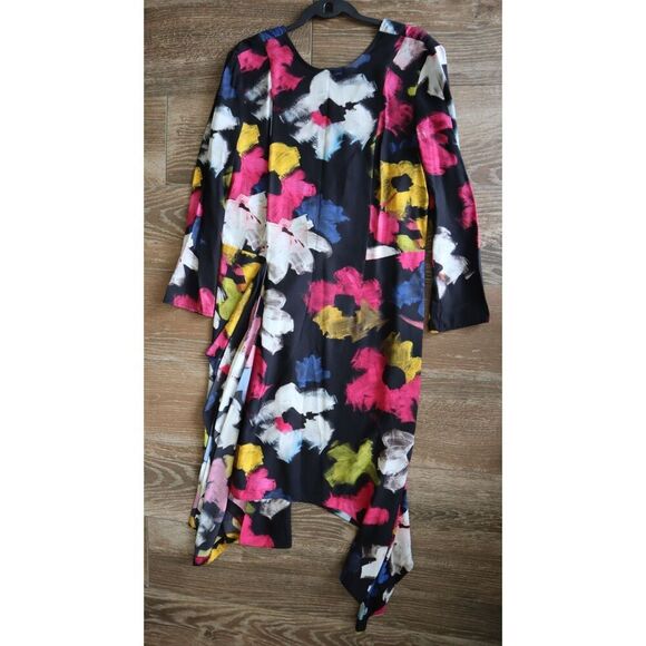 Colville CVS20516A Women Sz IT 42 US 6 Black Floral Asymmetric Midi Dress - Picture 1 of 16